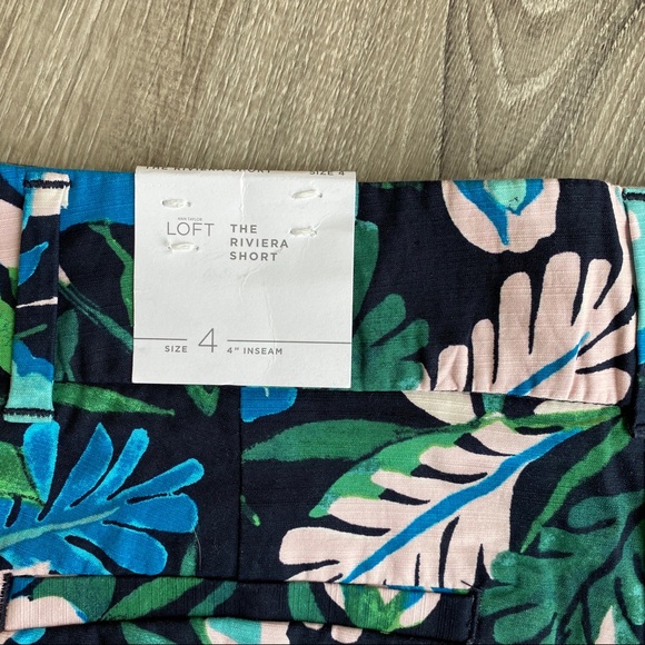 NWT LOFT The Riviera Short Blue Aqua Pink Floral 4 - Picture 7 of 7